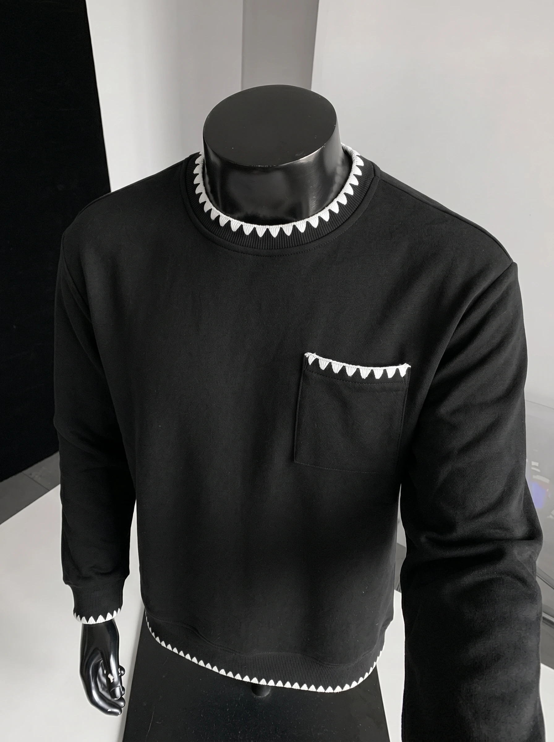 Felpa da Uomo Casual Larga con - Embroidery Zig Zag Stitch recensione e prezzo