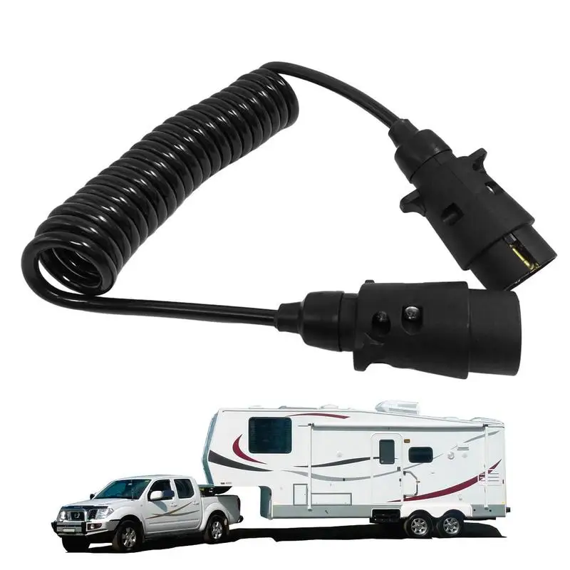 

Trailer Cord Connector Copper Stretchable Coiled Cable Connector Trailer Wiring Spring Wire Connection Cables Extension for cars