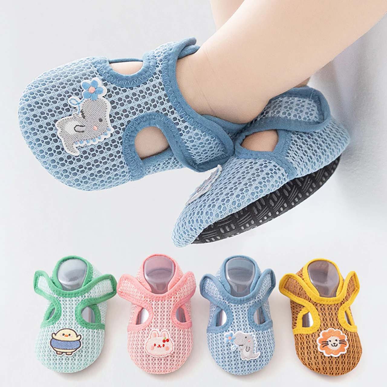

Весенне-летние детские носки-тапочки, обувь с милым рисунком для мальчиков и девочек, дышащая сетчатая обувь для первых ходунков, Нескользящая домашняя повседневная обувь для малышей