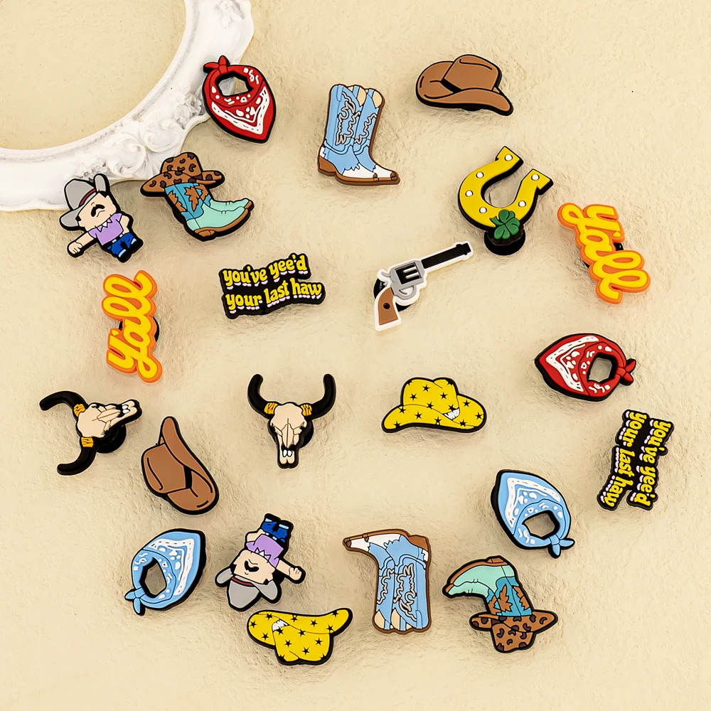 1 stücke PVC Western-Stil Cowboy Cowgirl Stil Schuh Charms für Frauen Männer Schuh zubehör Dekorationen Pins für Clog Schnalle Geschenke – Detail 9
