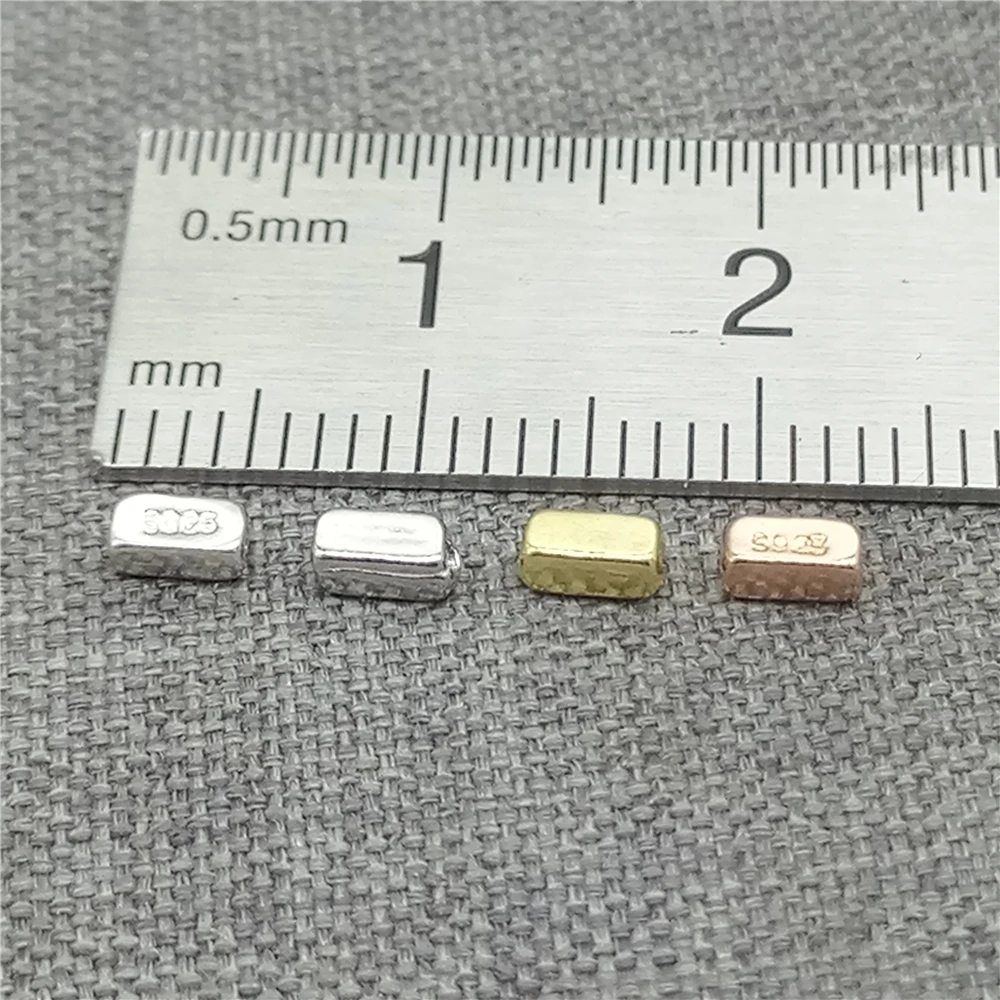 10 Pieces 925 Sterling Silver Tiny Cuboid Spacer Beads in Gold or Rhodium Finish