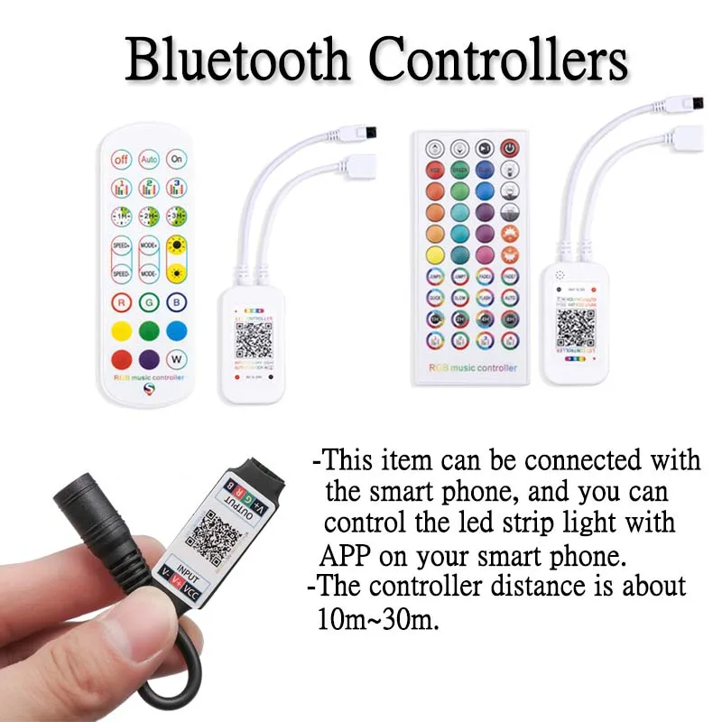 DC 5V 12V 24V RGB LED Controller IR Bluetooth WiFi Music Wireless Remote Diammer Control With Smart Phone For Led Strip Light