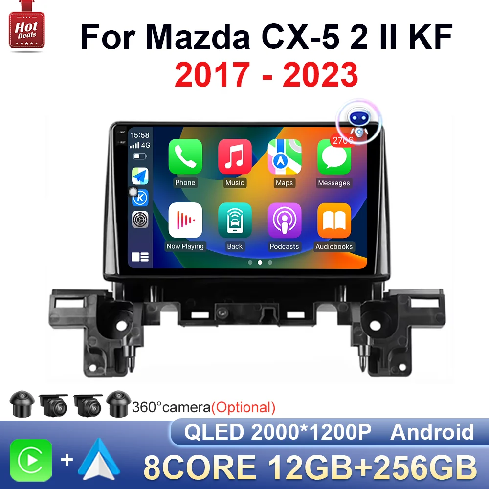 Bluetooth GPS Navi Android System WiFi Car Video Multimedia Player 4G DSP Stereo Touch Screen For Mazda CX-5 2 II KF 2017 - 2023