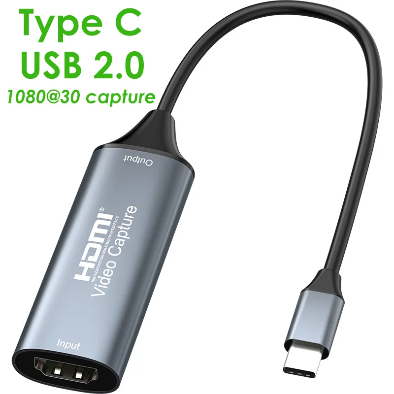 Cartão de captura de vídeo compatível com HDMI, Game Grabber, Gravar para Switch, Xbox, PS4, 5, Transmissão ao vivo, Tipo C USB 3.0, 2.0, 4K, 30Hz,