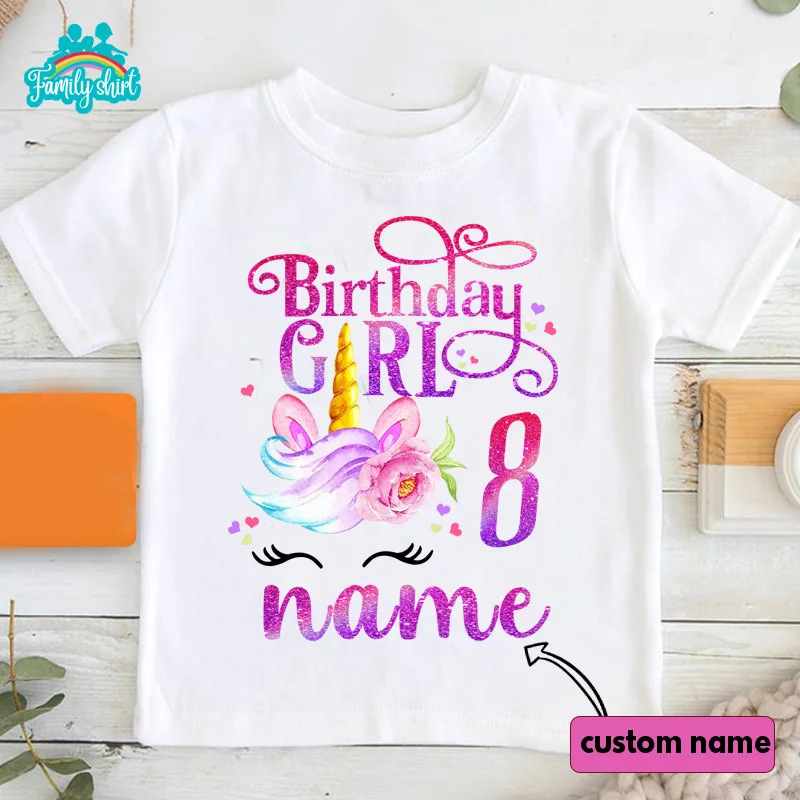 Unicorn T Shirt Family Gift Birthday Shirt Boys Party Custom Name T-Shirt Boys Children Kids Clothes Daddy Mommy Party Outfits