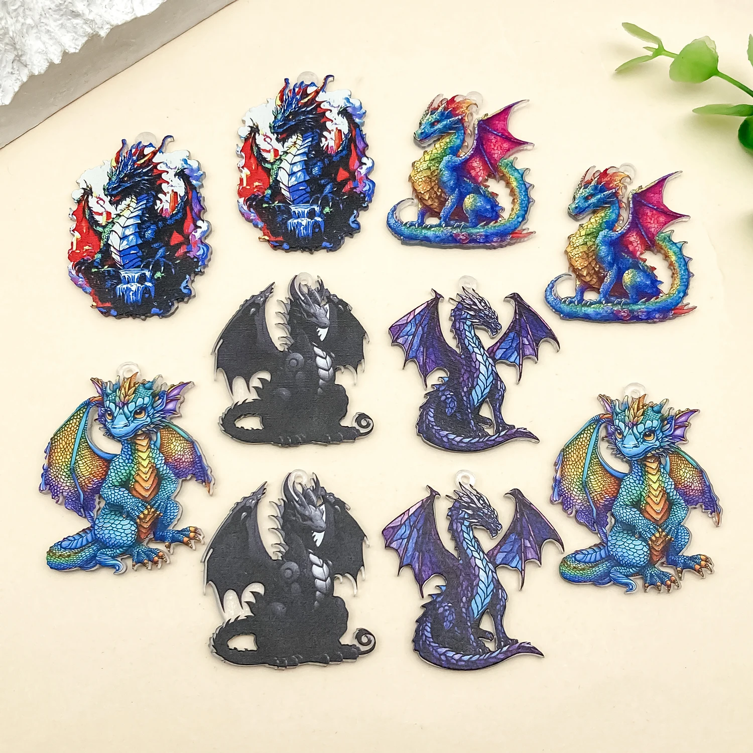 10pcs/lot Gothic Acrylic Cartoon Dragon Charms Jewelry Acces