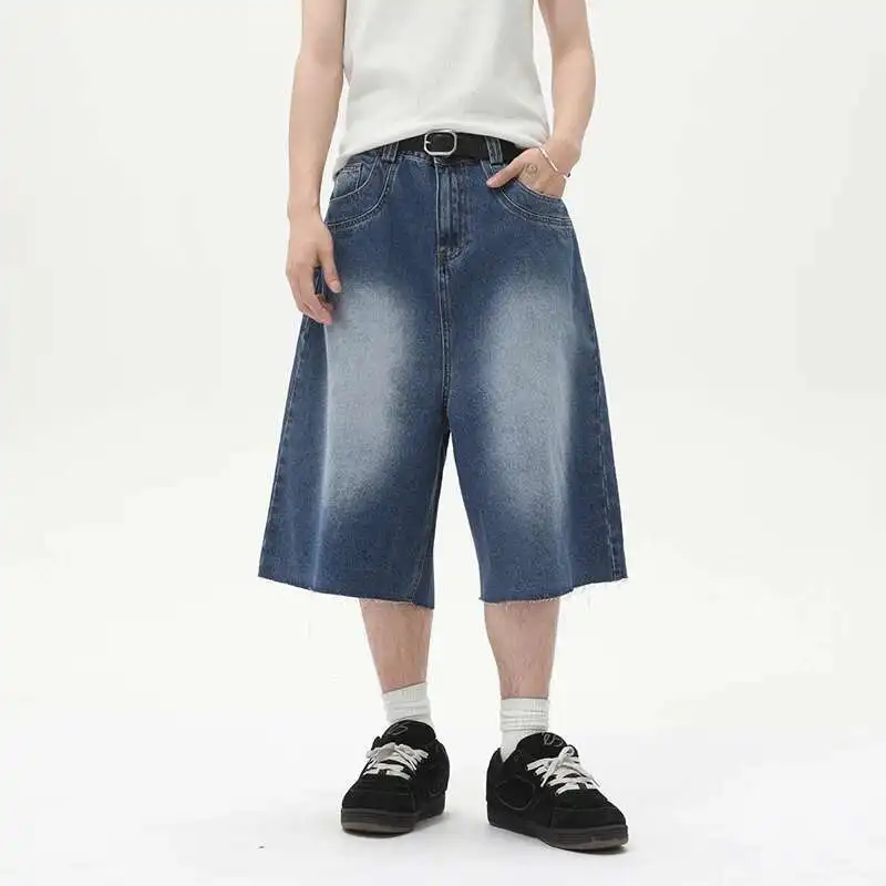 

Stylish Male New Jorts Summer Men's Wear Vintage Washed Men Loose Frayed Cutoff Denim Shorts 2025 Trendy Casual 96BJ