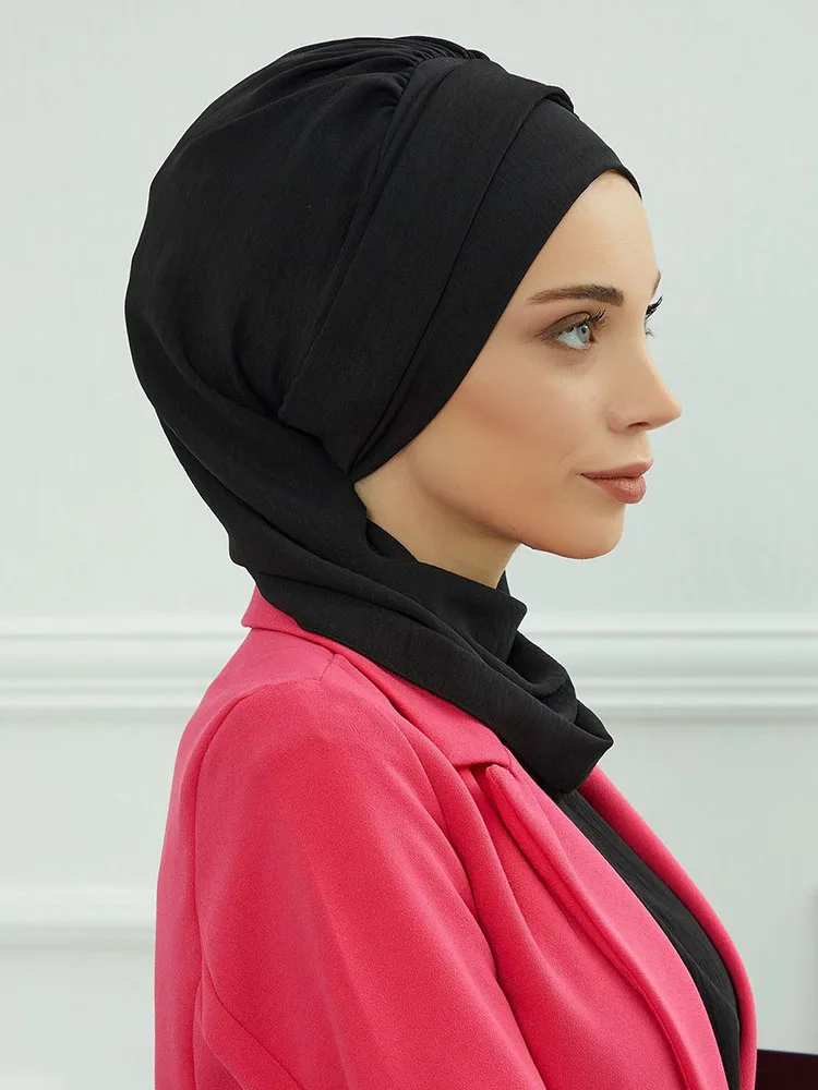 Hijabs internos muçulmanos lisos para mulheres, faixa de cabeça islâmica, boné, xale longo, lenço, capa de pescoço, headwraps, pré-design, novo