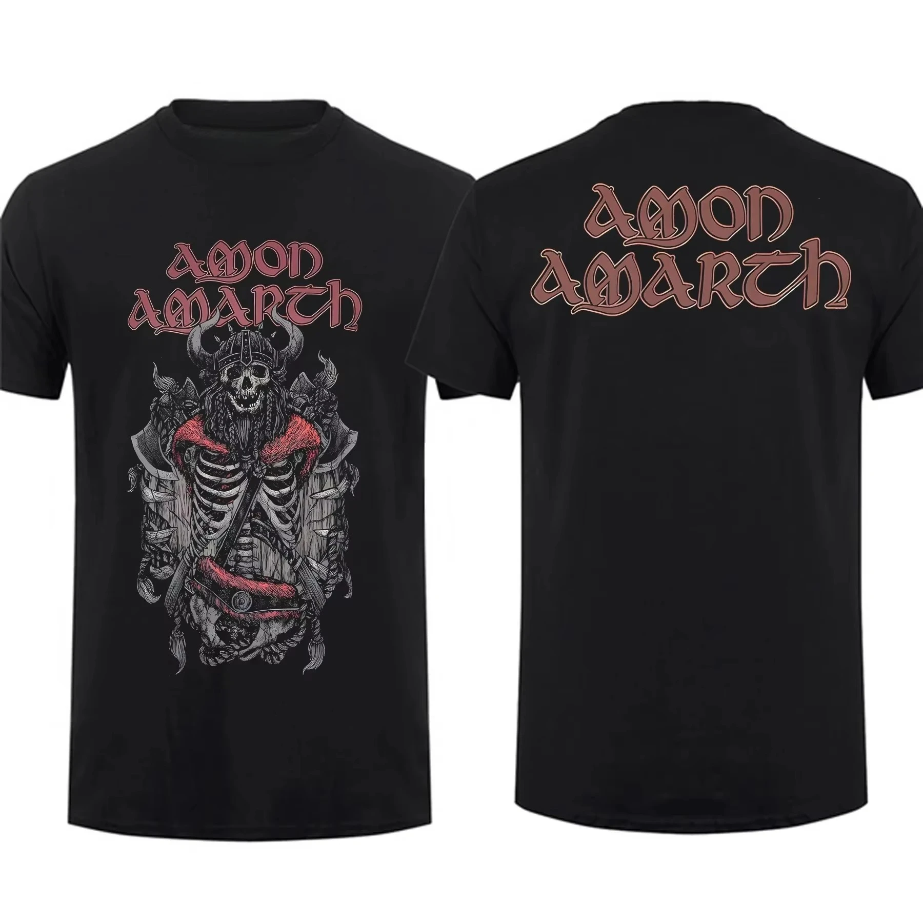

2025 Fashion Men T Shirt Double-sided Amon Viking Horses Black By Amarth Oversized T-shirt Graphic Youth Cloth Streetwear Tee