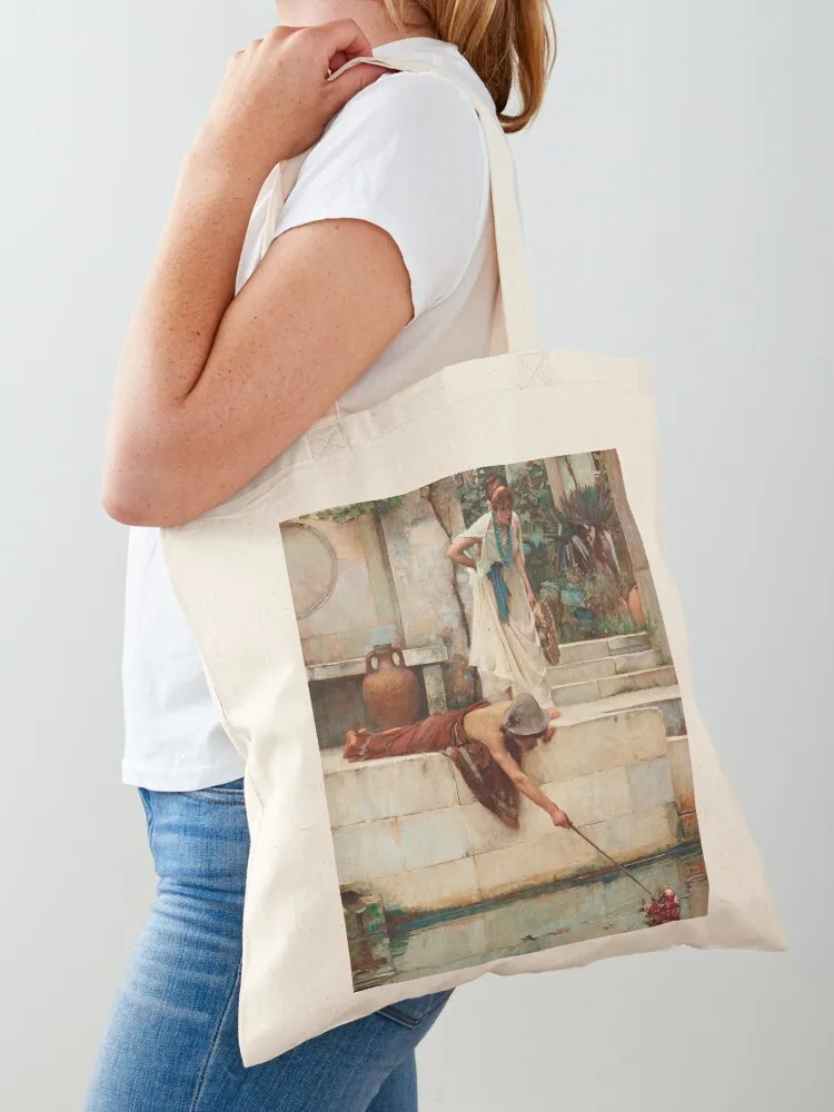 

The Rescue John William Waterhouse 1890 Pre-Raphaelite Art Tote Bag Women's handbag shopping bag logo custom fabric bag