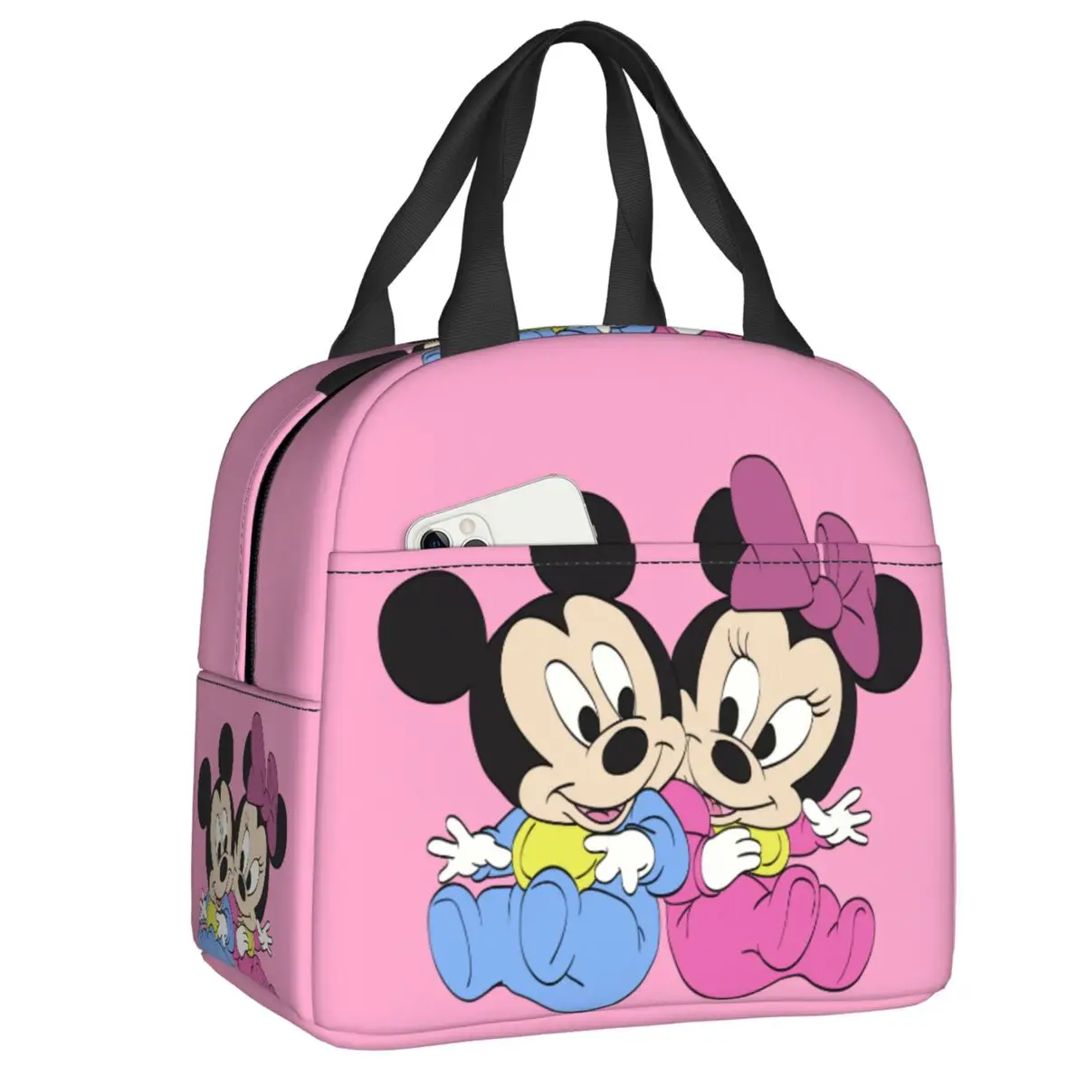 

Custom Minnie Anime Mickey Mouse Thermal Insulated Lunch Bags Women Portable Lunch Container for Outdoor Picnic Storage Food Box