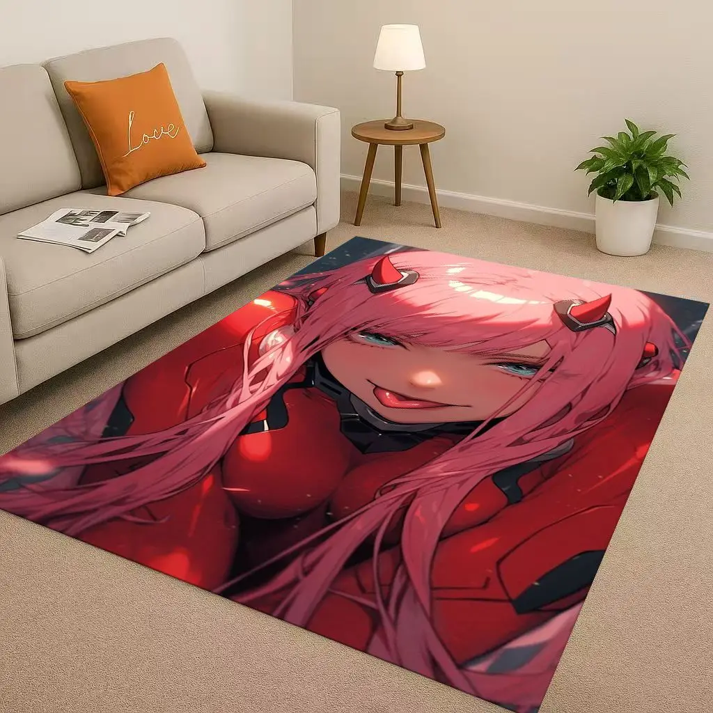 

Sexy Girl Zero Two DARLING in The FRANXX Cartoon Living Room Non-Slip Area Rug Carpet for Bedroom Sofa,Easy Clean Home Doormat