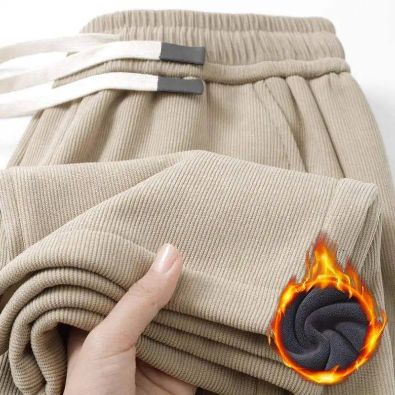 

Мужские утепленные брюки с широкими штанинами, осенне-зимние, свободного прямого кроя, универсальные спортивные брюки-джоггеры