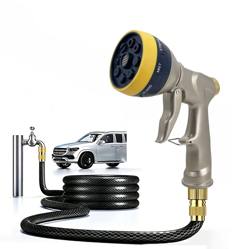 

High Pressure Car Washing Water Gun Metal Nozzle Garden Hose Nozzle Multi-Function Watering Tool Powerful Car Cleaning Tool ﻿