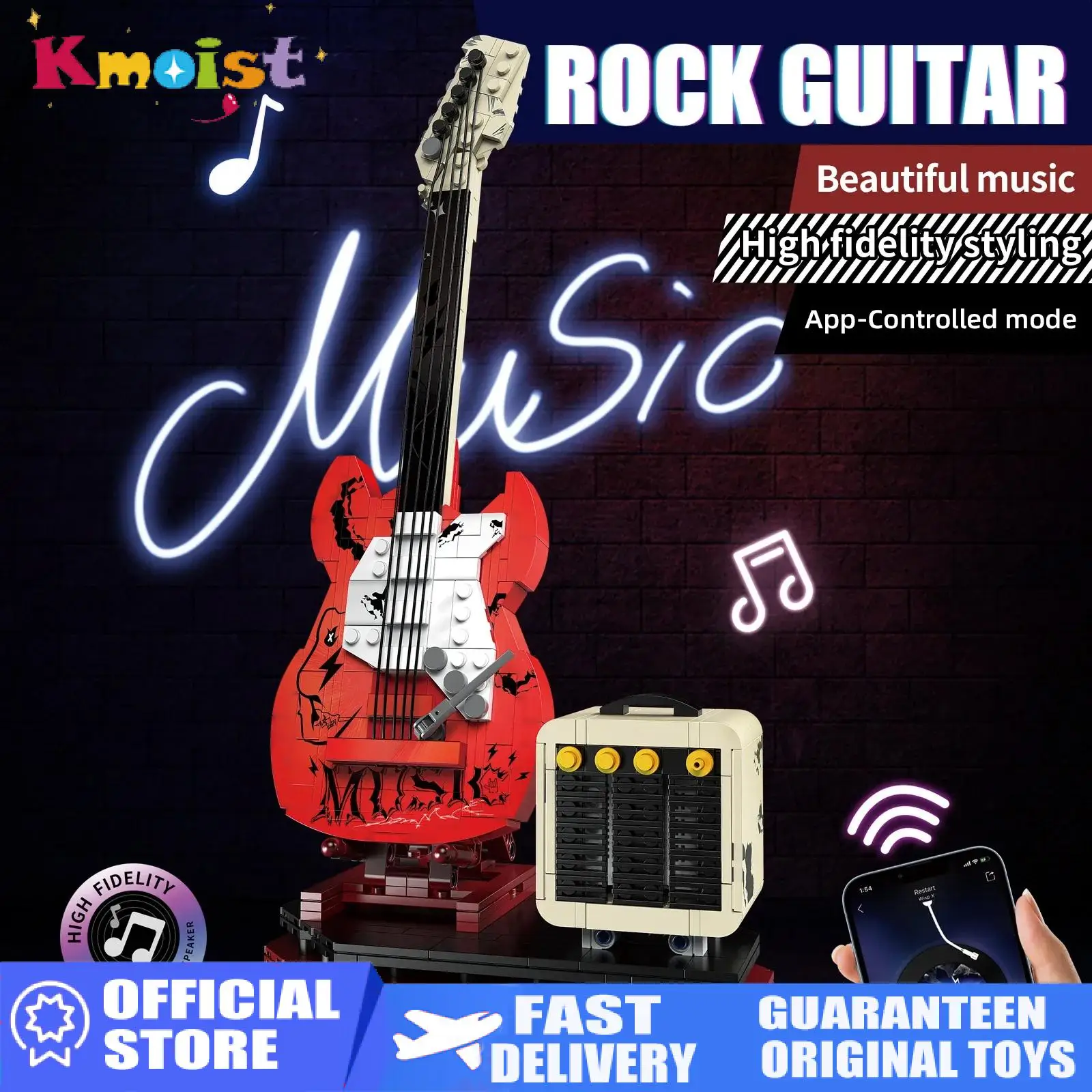 

Сборка своими руками, 500 шт., набор пластиковых блоков, креативные украшения для дома и офиса, музыкальный динамик для взрослых, гитарные игрушки для детей, подарки