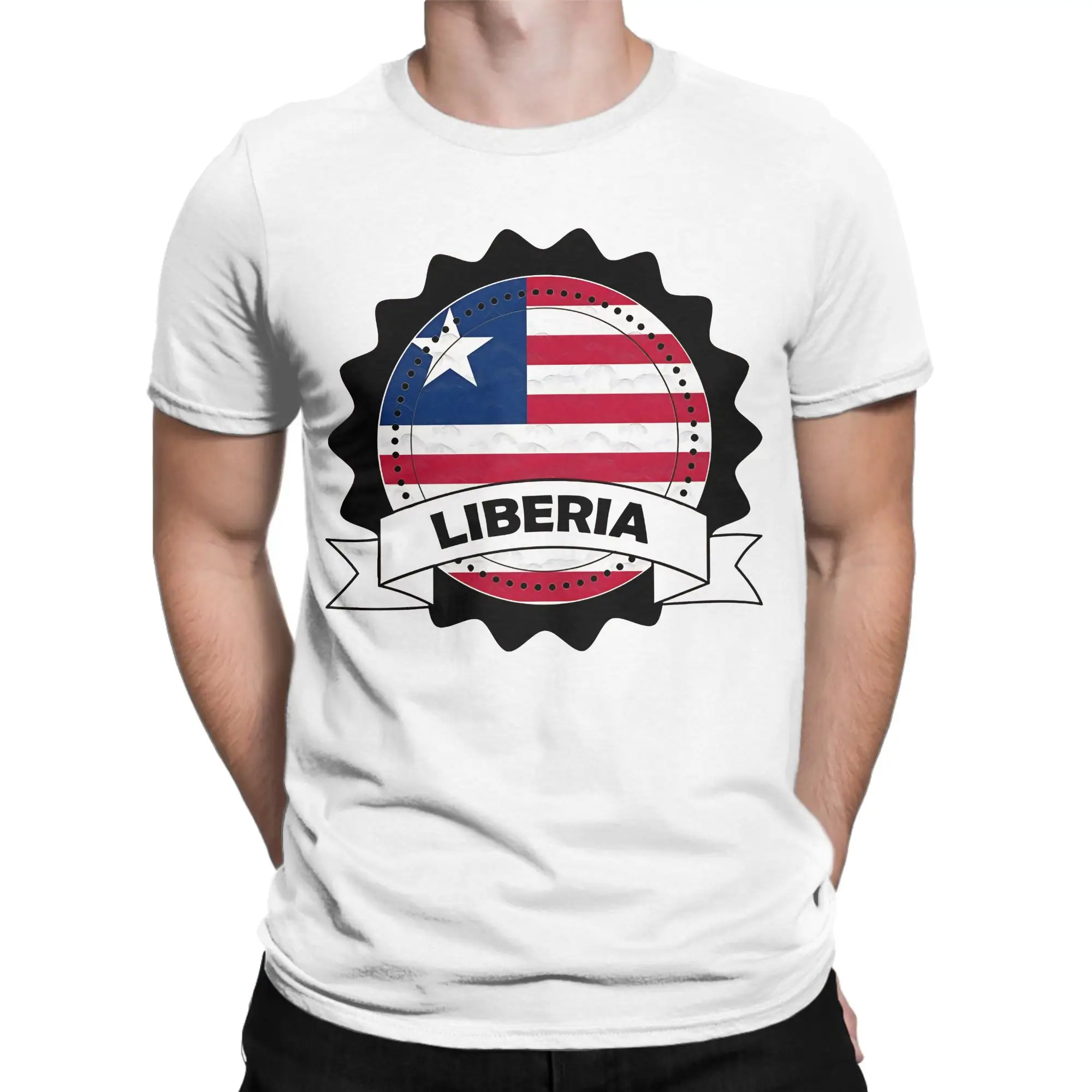 Liberia Emblem Badge Flag T Shirt Summer  Harajuku T-Shirts Cotton Comfortable 4XL 5XL 6XL Tees Short Sleeve Vintage Tops