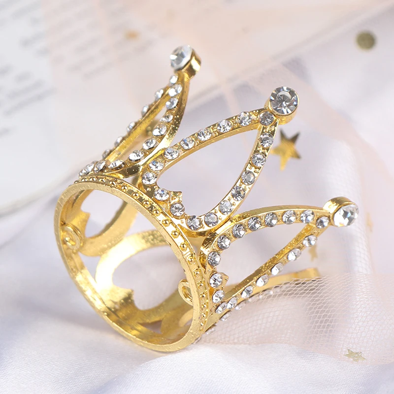 Mini Crown Princess Topper Crystal Pearl Tiara Children Hair Ornaments for Wedding Birthday Party Cake Decorating Tools