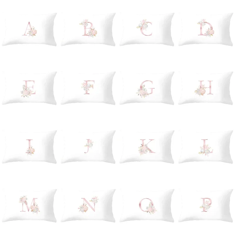 

Flower Letters Printing Pillow Case 30x50 for Sofa Throw Pillow Cover Polyester Waist Cushion Cover Home Decoration Funda Cojin