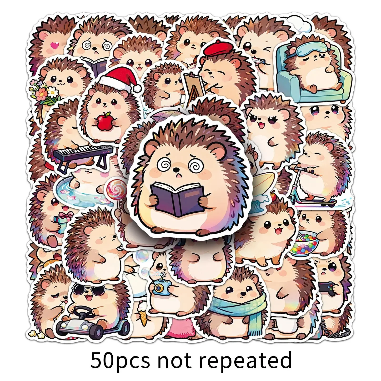 

50PCS Hedgehog Sticker Q-Version Cute Pet Cartoon Decal DIY Luggage Phone Guitar Cup Scrapbook Waterproof Sticker Kid Toys