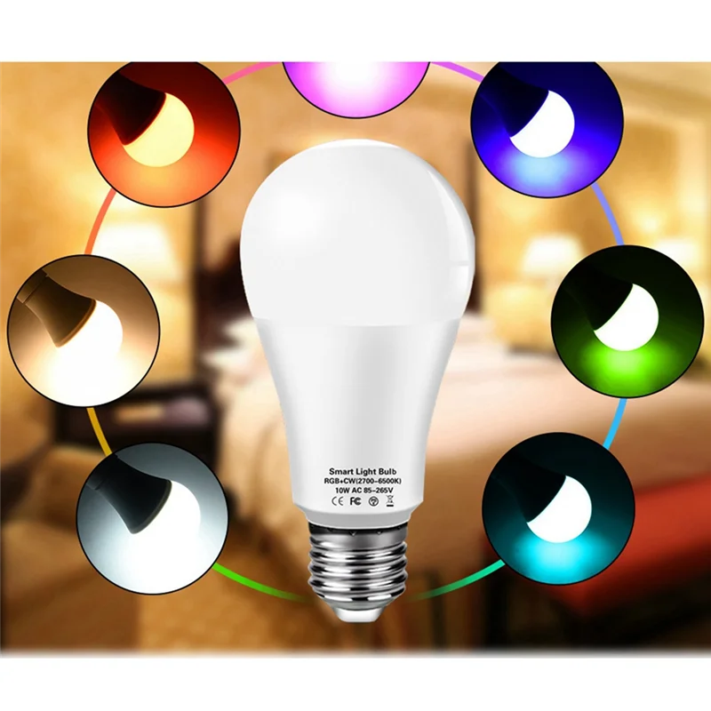 

Умная лампа GO-2Pcs Tuya Smart E27, лампа Wi-Fi с регулируемой яркостью, управляемая Alexa RGBCW, энергосбережение, регулировка затемнения и цвета, 18 Вт