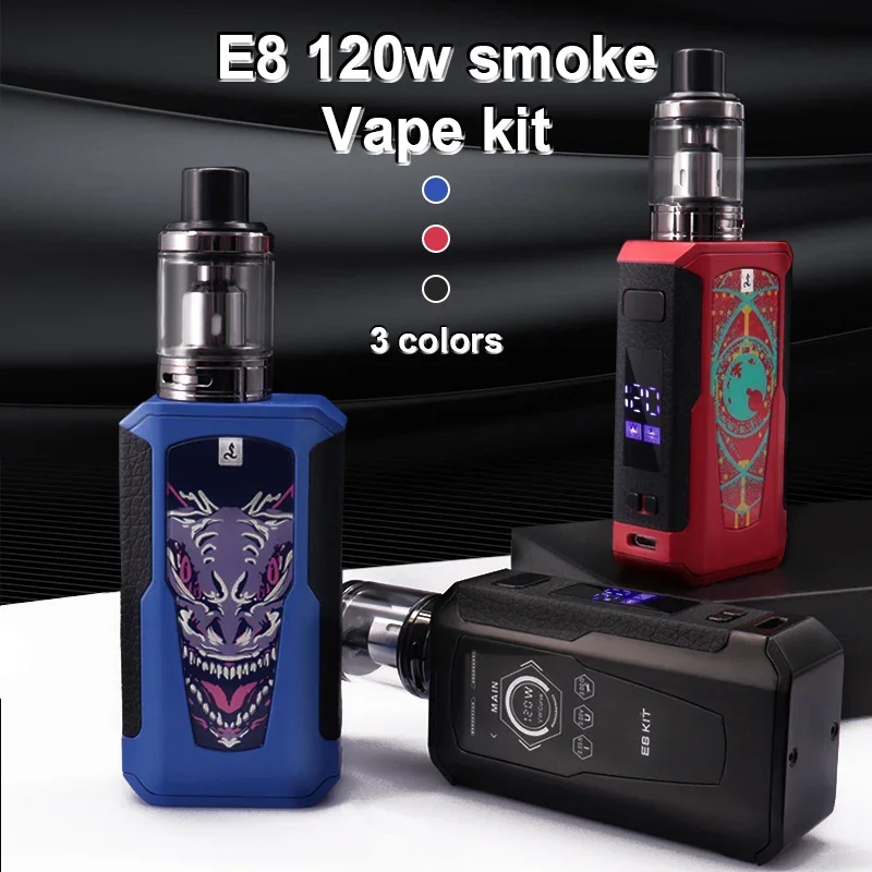 

E8 120 Вт Vape Box Mod E Сигаретный комплект 1800 мАч Встроенный аккумулятор 2,5 мл Бак OLED-экран Электронная сигарета Испаритель Кальян Испаритель