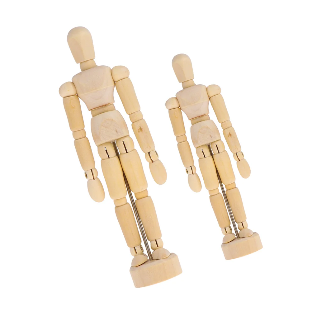 

2 Pcs Wooden Joint Ornaments Blank Baby Unfinished Mannequin Craft Crafts Diy Painting Sculpture Miniature