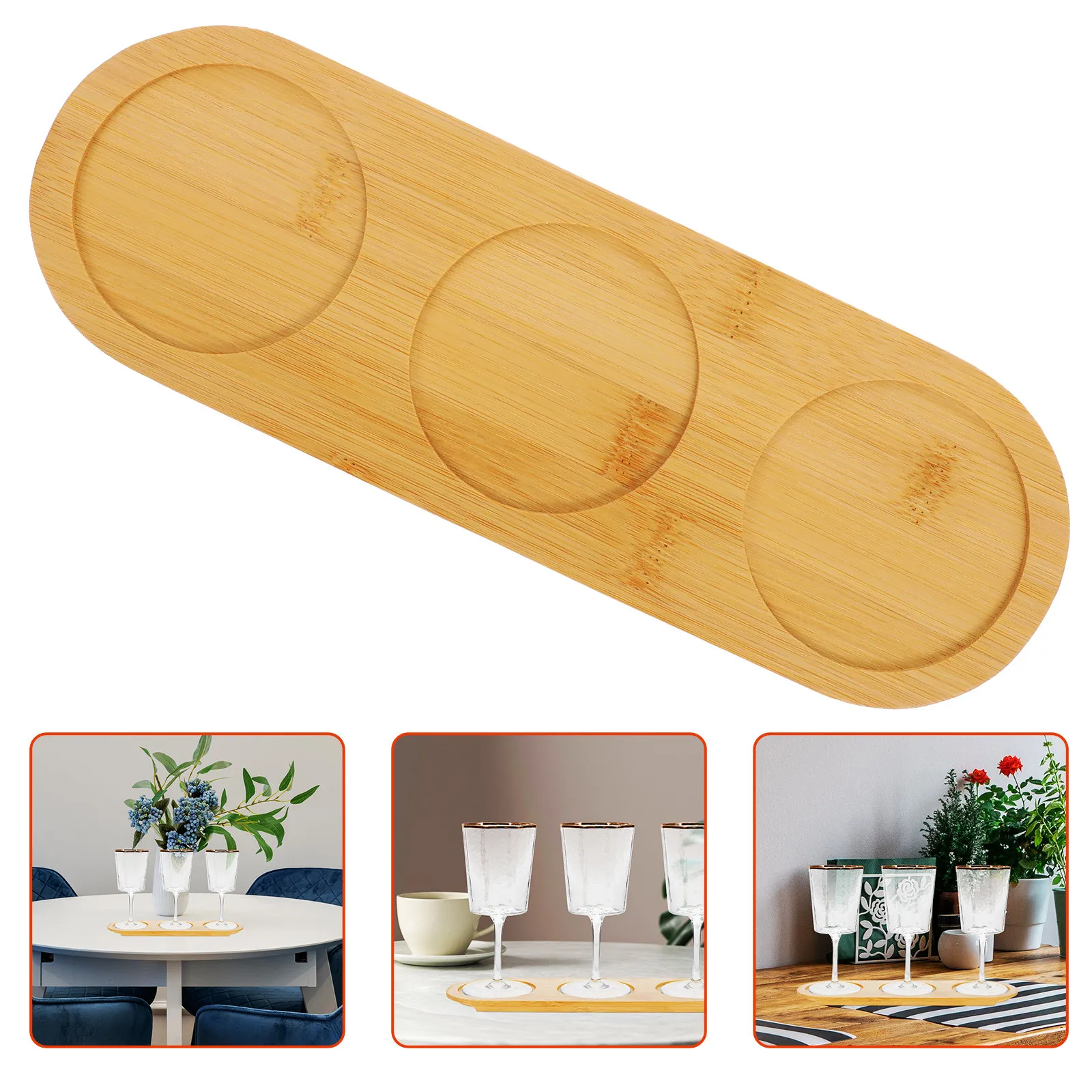 Plateau de service en bois amusant pour jeux d'alcool – Plateau de 3 compartiments pour shots, plateau de présentation de boissons, support pour verres, présentoir de bar