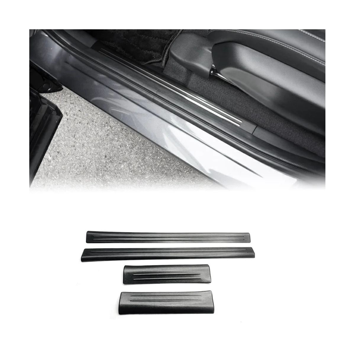 4Pcs Front Rear Inner Door Sill Pedal Trim Cover for Vezel -V 2021-2023 Scuff Plate Stainless Steel