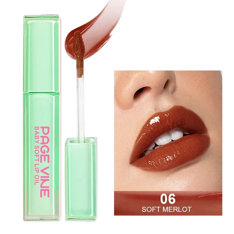 Page Vine Mirror Lip Glaze Pouty Lip Plumping Glossy Lips Jelly Lipstick Lip Lloss Moisturizing Longlasting Summer Lips Makeup
