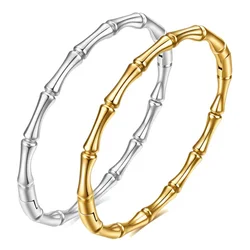 Braccialetti dei braccialetti del polsino di bambù dell'acciaio inossidabile per i regali femminili dei gioielli di lusso di nozze di colore dell'oro della donna