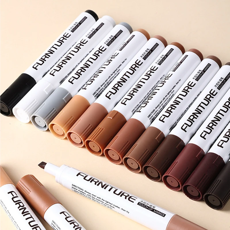 12 Colors Furniture Touch Up and Repair Marker Pen Wood Scratch Restoration Kit Patch Paint Pen Large-Capacity Marker