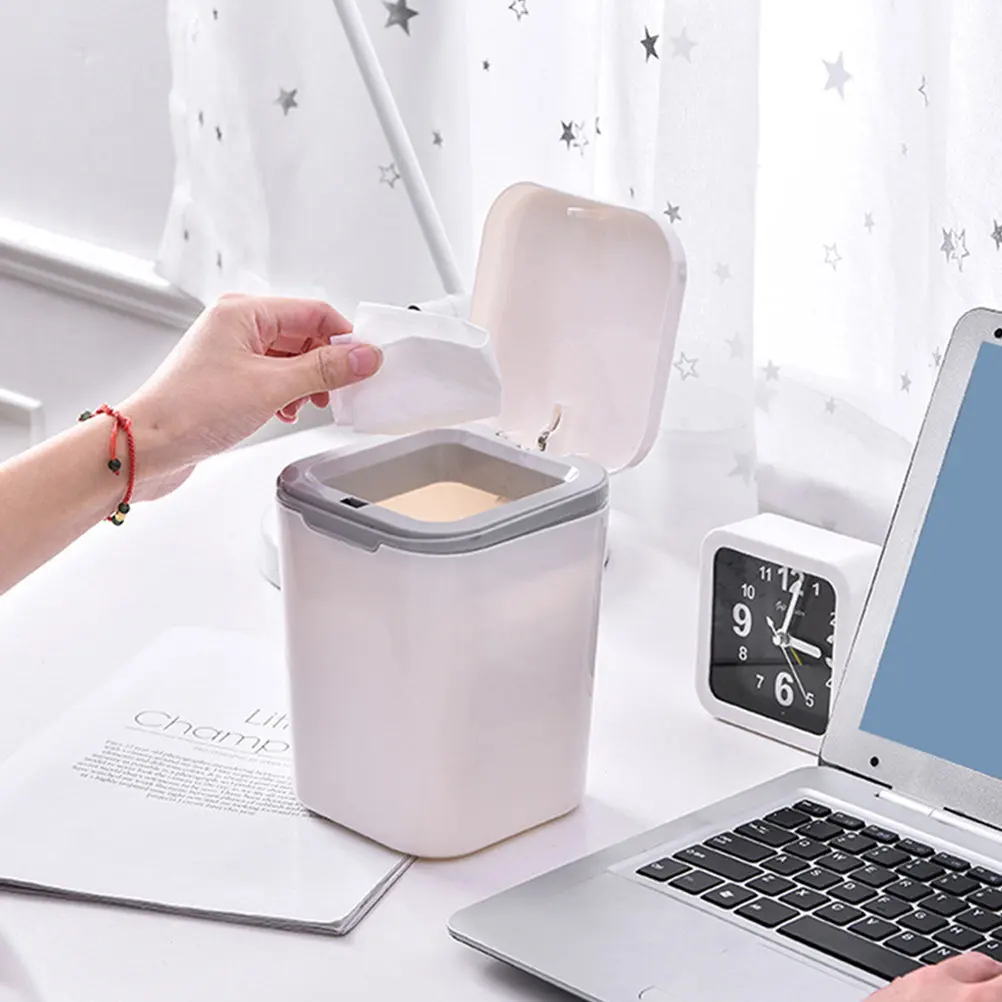 

2Pcs Mini Desktop Trash Can Premium PP Material Compact Detachable Lidded Small Waste Bin for Desk Table Office Home Dorm