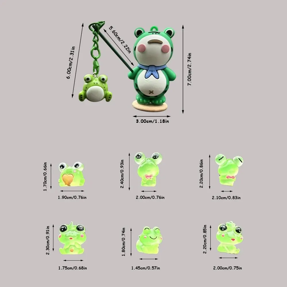 7Pcs Lonely Frog Noctilucent Car Accessories Cartoon Car Center Console Decoration OfficeDesk Computer Screen DecorationDollGift