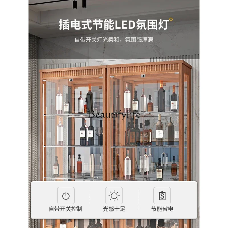 خزانة مشروبات خشبية صلبة مخصصة خزانة عرض لغرفة المعيشة مثبتة على الحائط خزانة منزلية بسيطة تمثال وزارة الدفاع #4