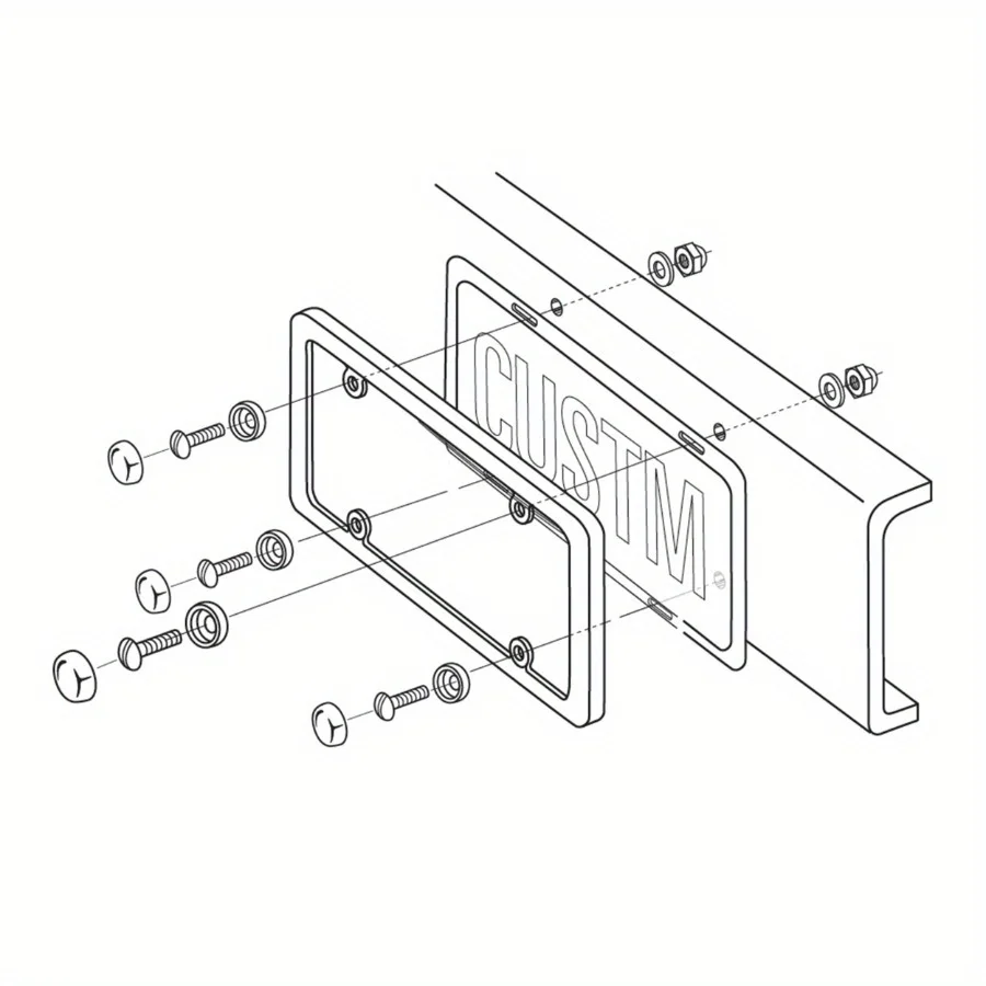 Schwarz glänzender Nummernschildrahmen aus Metall für Autos, langlebige Metallkonstruktion sorgt für langlebige Leistung. Rahmen des Nummernschildes