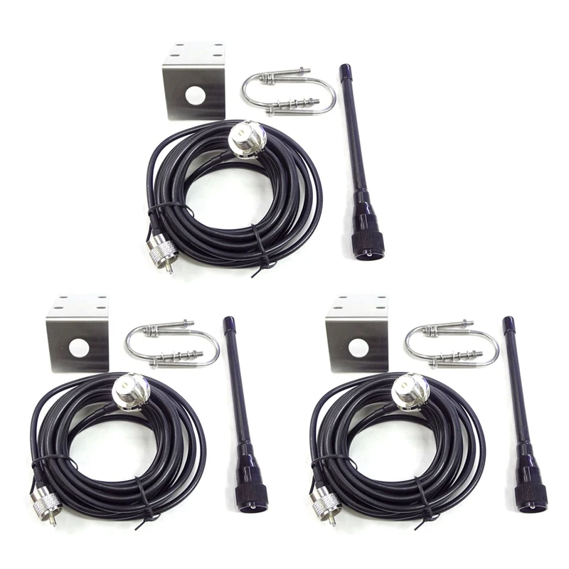 3X VHF Marine Antenna 156-163Mhz Rubber Waterproof Mast Aerial With 5M RG-58 Cable For Boat Sailboat Yacht