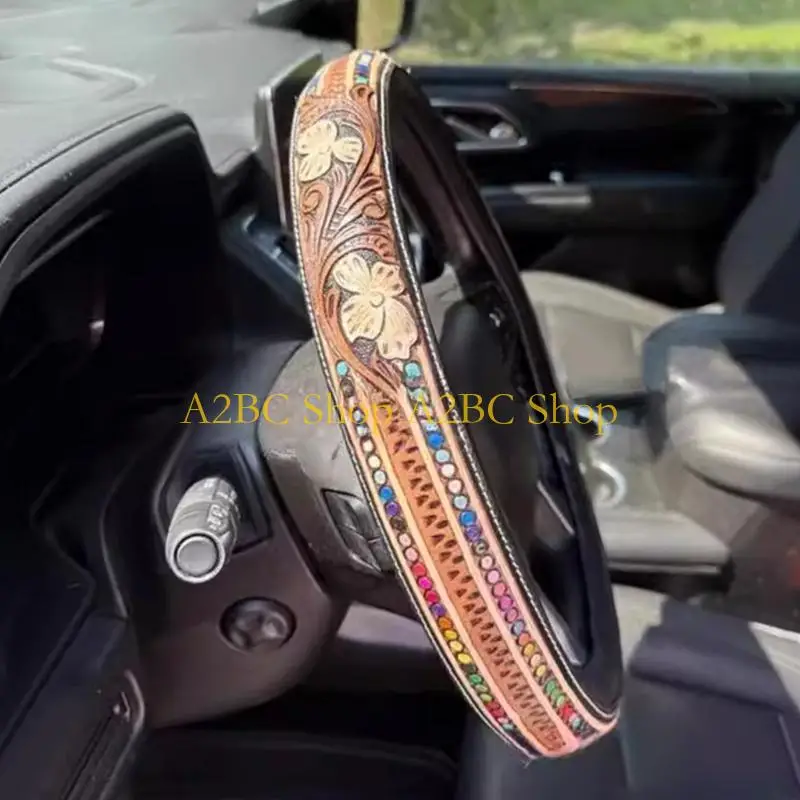 

A2BC Old Western Cowhand Модный чехол на руль Обмазанная вручную кожа против скольжения Быстрая установка Вентилируемый план