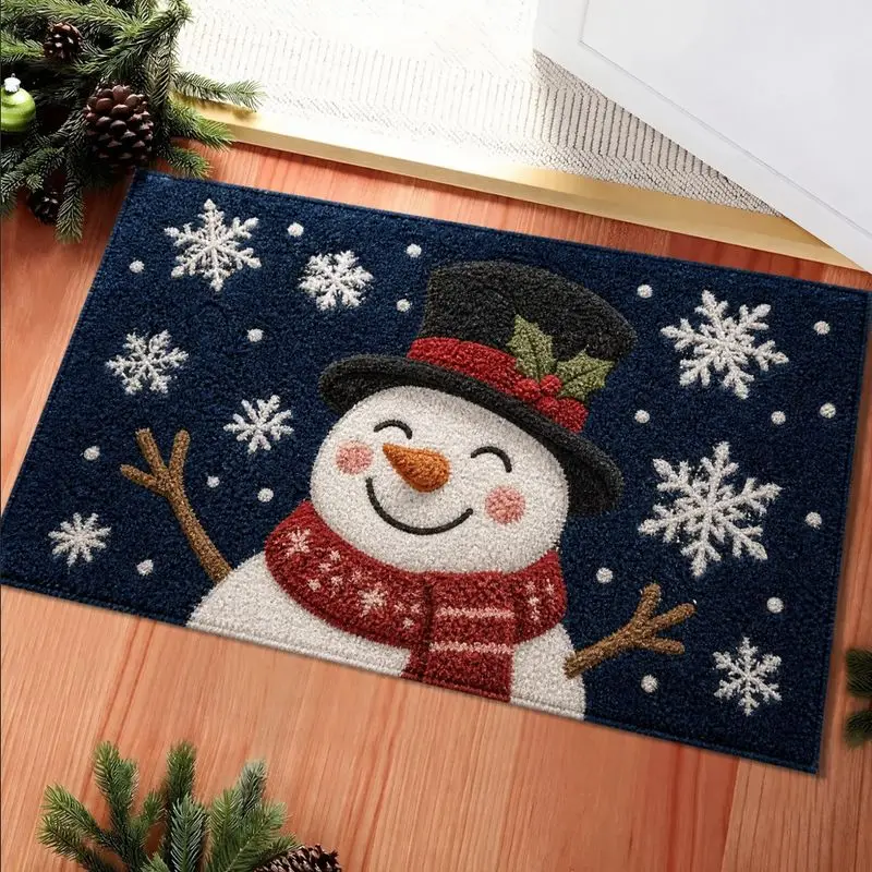 VIKAMA Geprägte Weihnachtsbaum-Fußmatte, Waschbar, Rutschfest, Pflegeleicht, für Innen- und Außenbereich, Eingangsmatte, 2027 Neujahrs-Heimdekoration – Detail 2