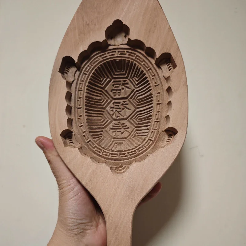 Hand-carved longevity turtle mold, money turtle print, traditional hand-carved harvest, Fujian Minnan red turtle kueh