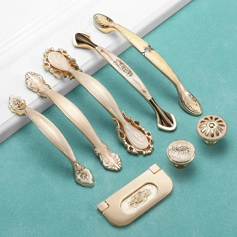 European Style White Amber Cabinet Door Handle Jane Wardrobe Drawer Pull Home Improvement Hardware Wholesale