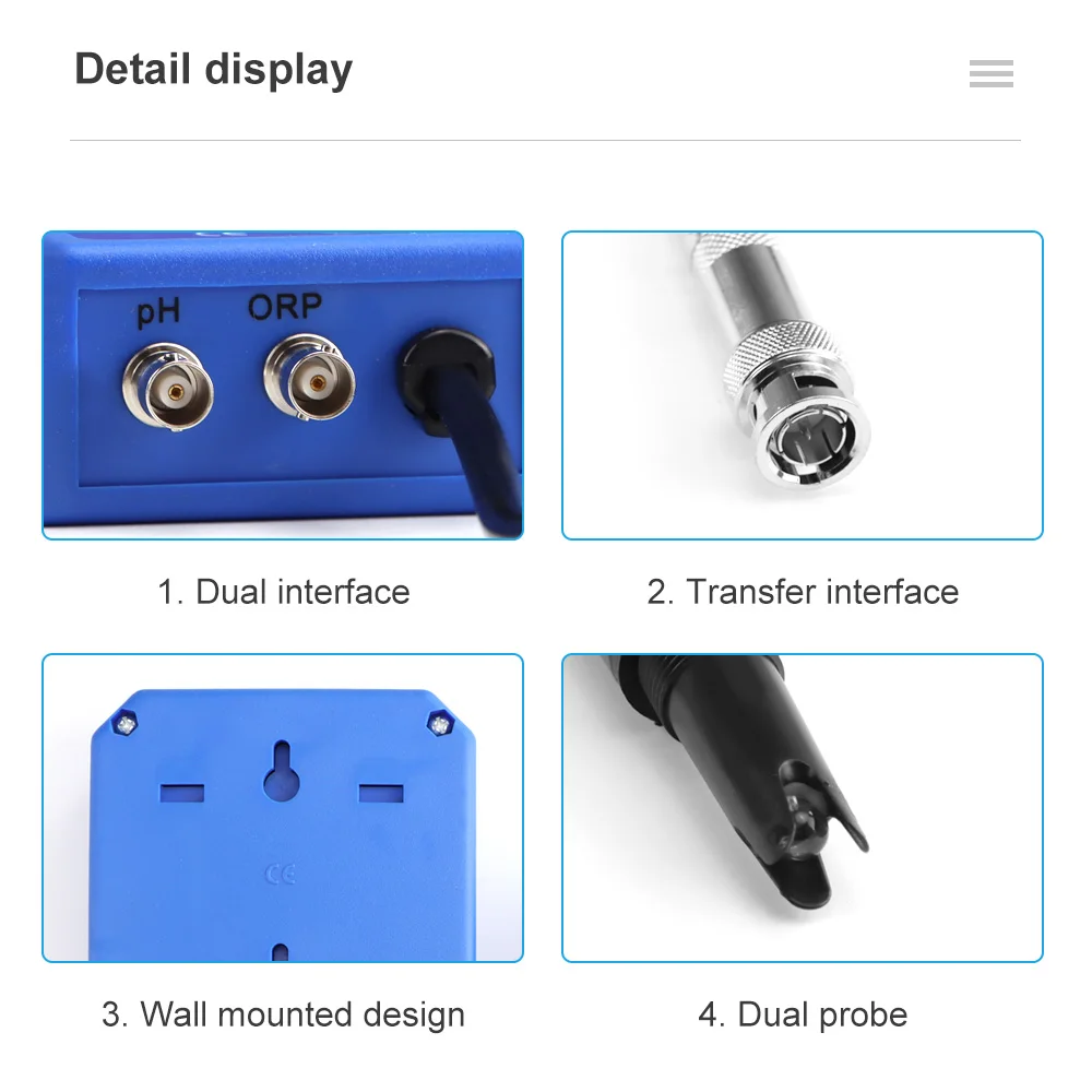 WiFi Digital 2 In 1 PH&ORP Controller PH-803W BNC Probe Online Monitoring Water Quality Tester for Hydroponics Aquarium 110V/220