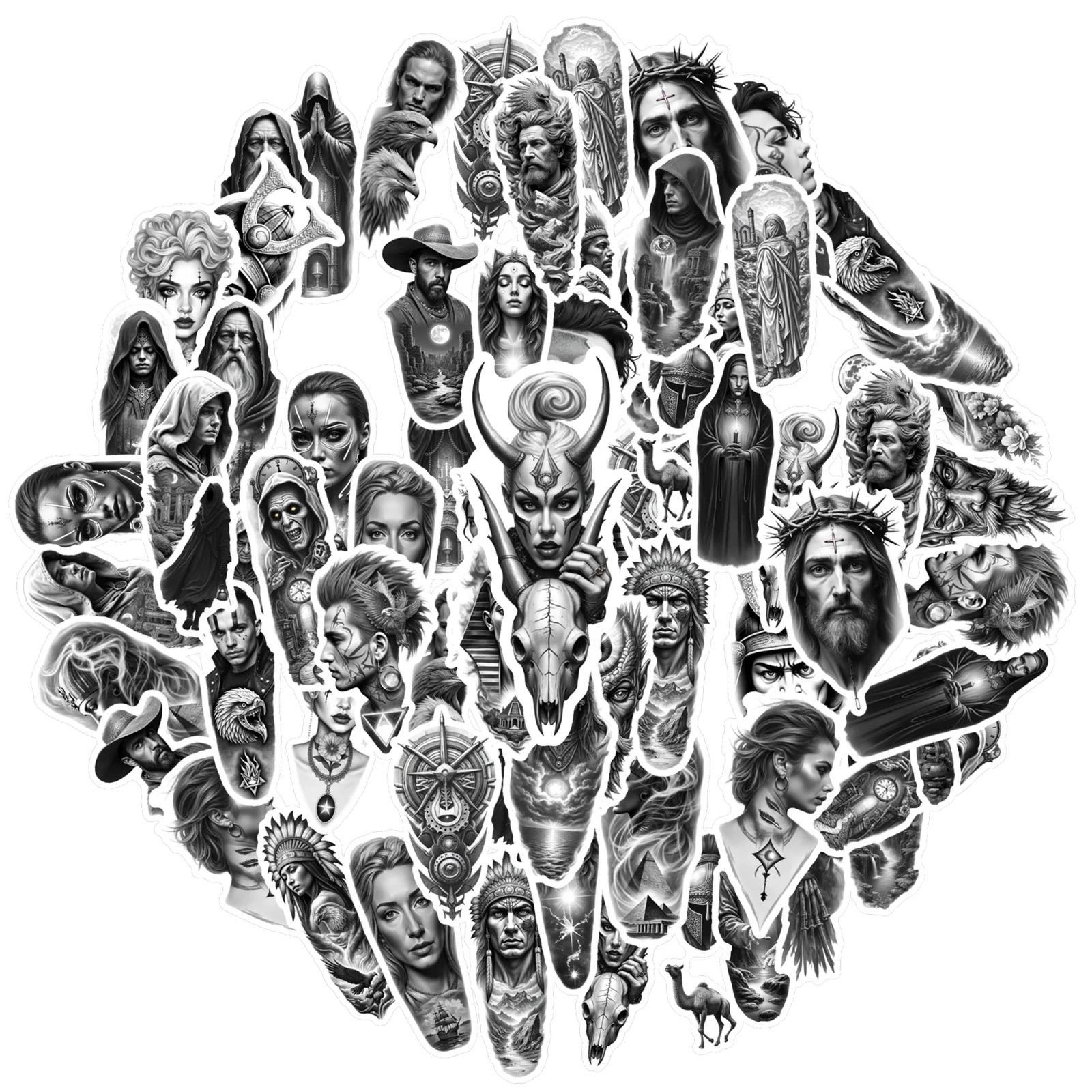 35 قطعة ملصقات صورة أحادية اللون شخصيات ثقافية عتيقة ملصقات صناعة يدوية ملصقات لأجهزة الكمبيوتر المحمول سجل القصاصات