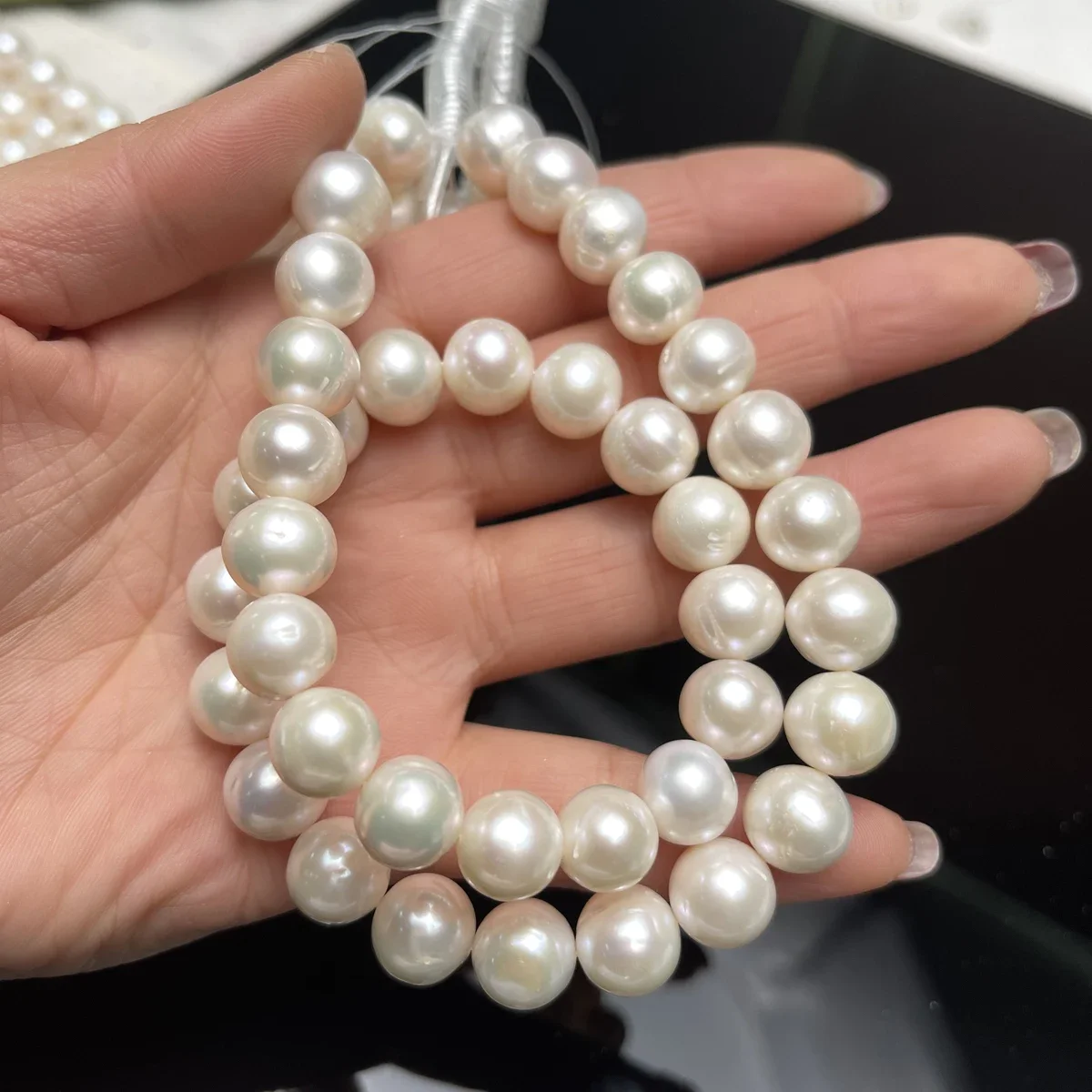 11-12mm 6A  Natural Freshwater White Big Round Smooth Pearl Loose Bead Fine Gift Jewelry Make DIY Necklace Bracelet Accessories