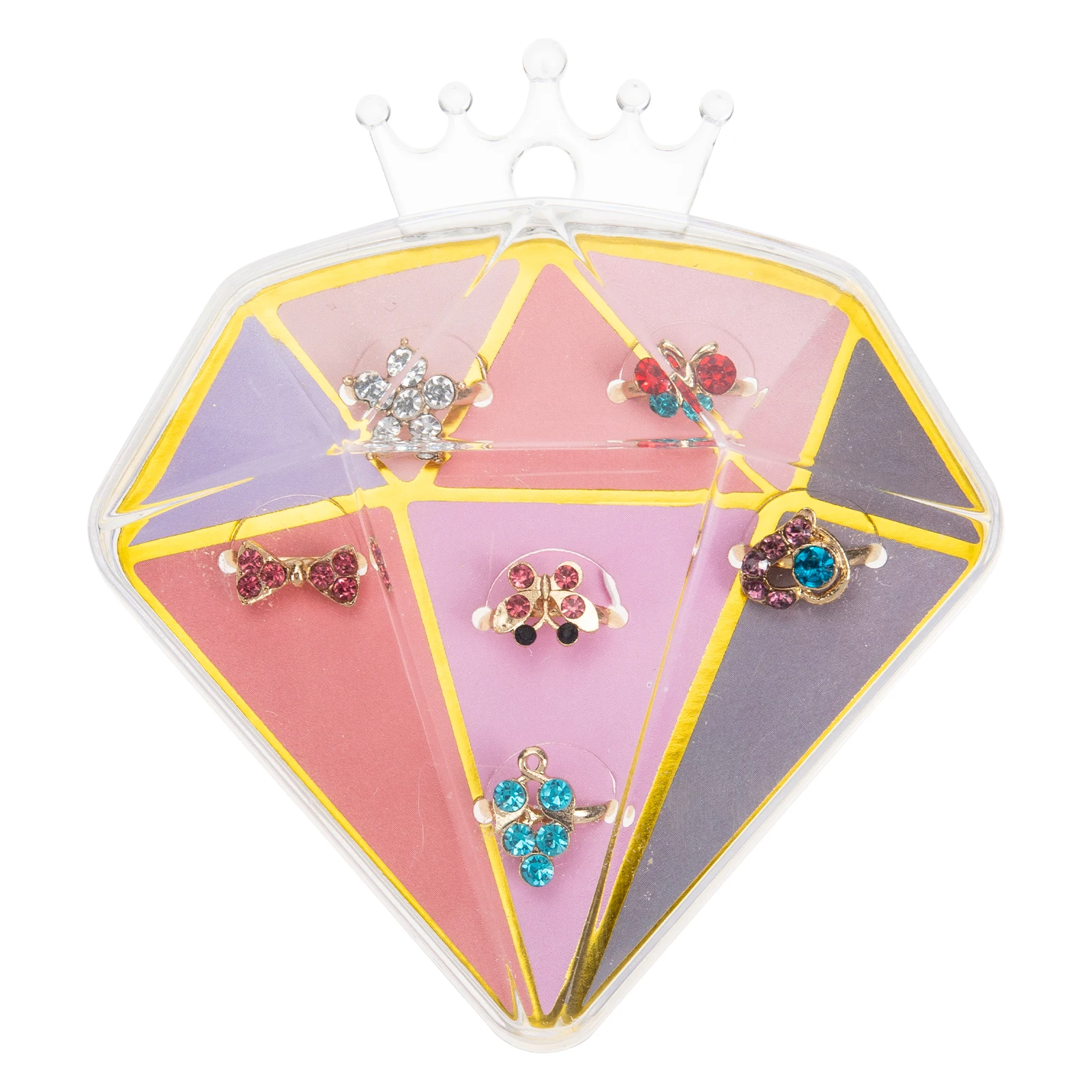 

6pcs Jewelry Set Graceful Alloy Crown Rings for Kids Girls Little Girls Jewelry Fashionable Birthday Rings For Kids Gifts