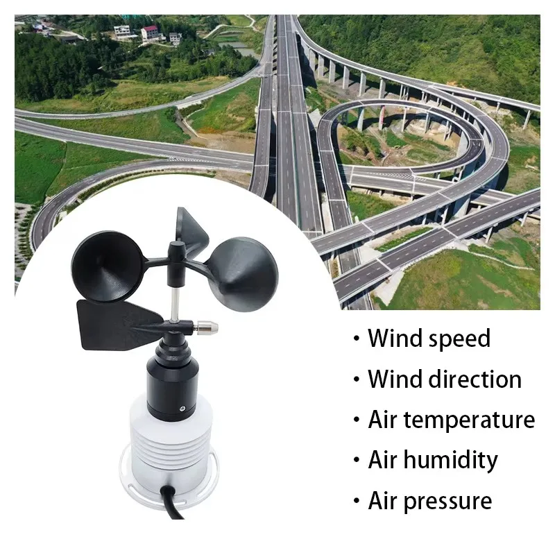 OEM دعم الاستخدام في الهواء الطلق RS485 Modbus مخصصة متكاملة سرعة الرياح واتجاه الرطوبة درجة الحرارة مستشعر الطقس