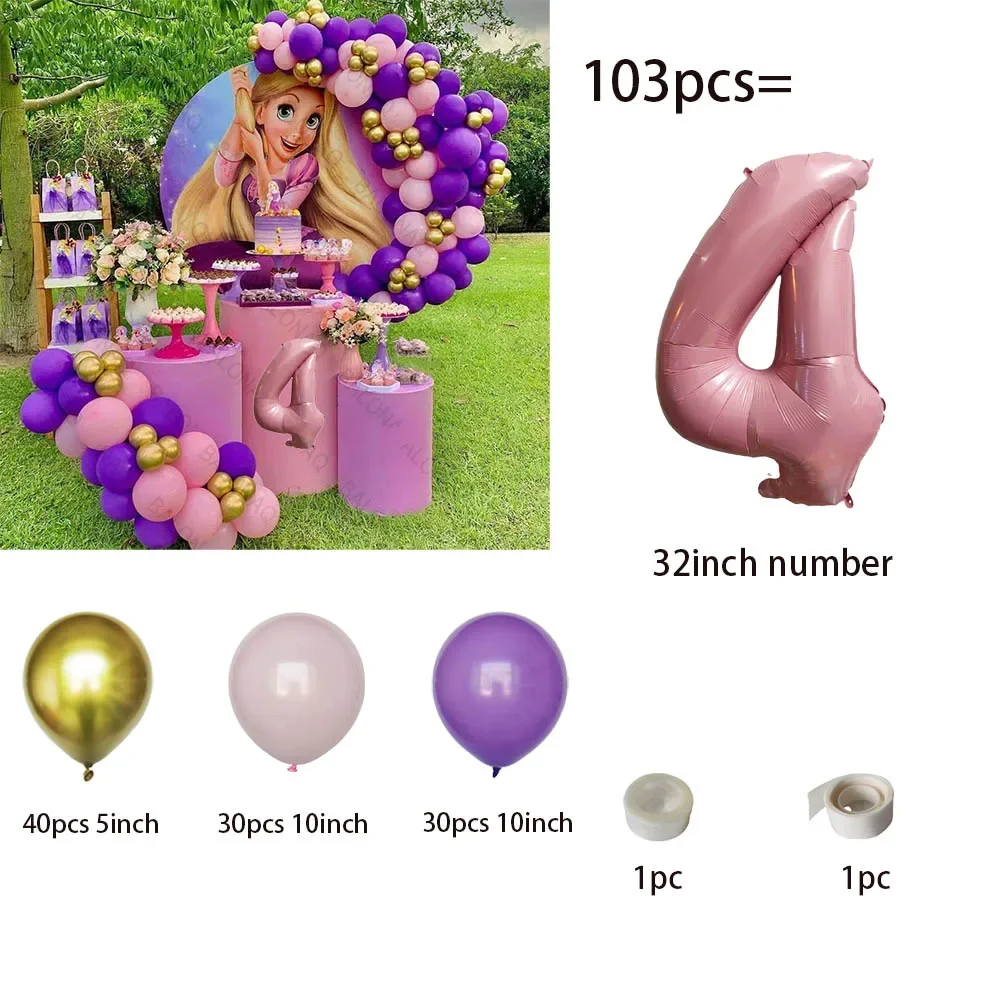 1Set Disney Rapunzel Princess Foil Balloon Happy Birthday Party Supplies Decoration Baby Shower Kid Faovr Tangled Ballon Globos