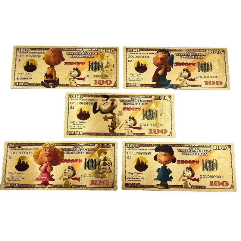 Disney Snoopy cute cartoon commemorative banknote plastic gold foil banknote cute gift collection holiday gift kids toys kawaii