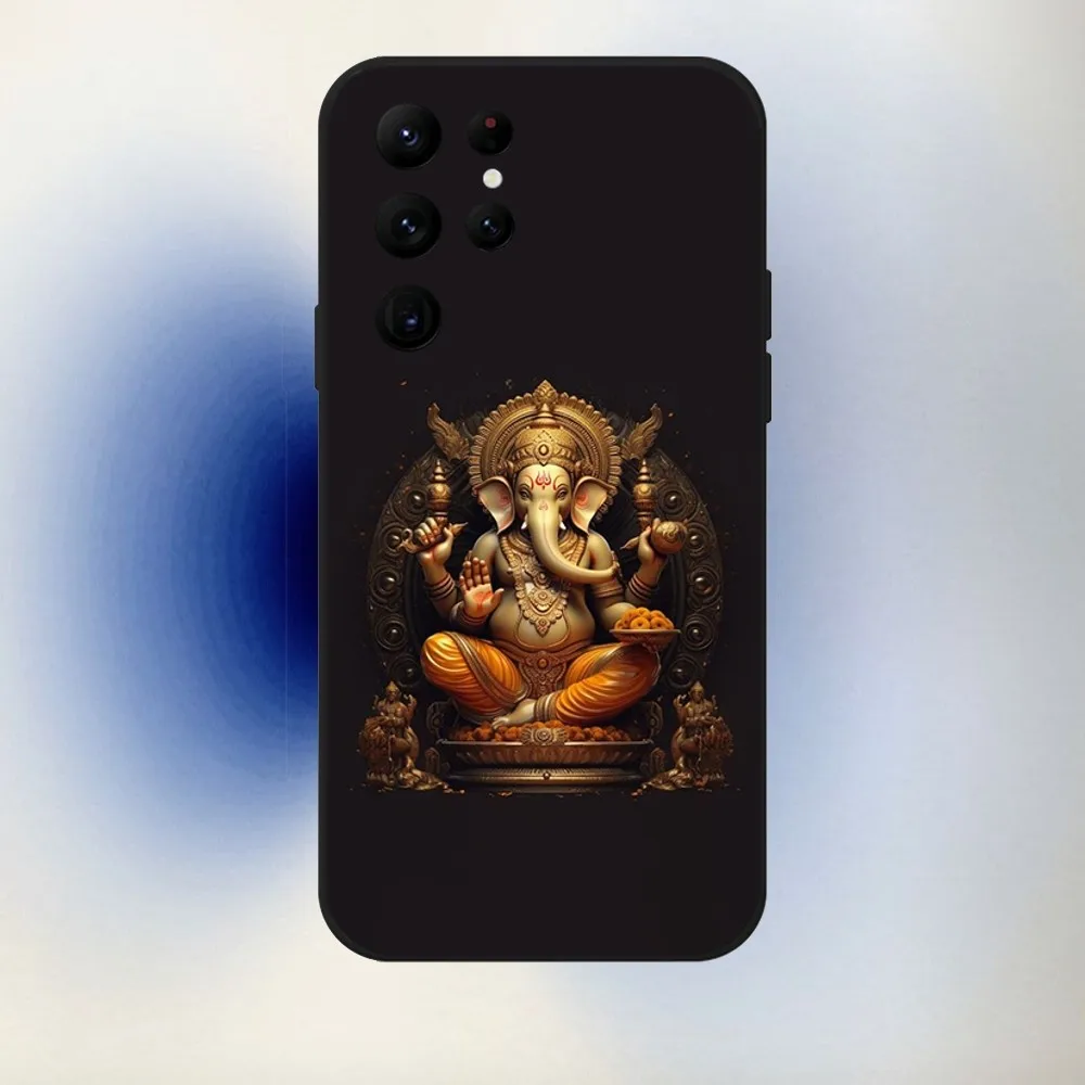 Ganesha The Hindu Phone Case For Samsung S24,23,22,30,21,10,9,Ultra,Plus,Lite,FE,5G Black Soft Case