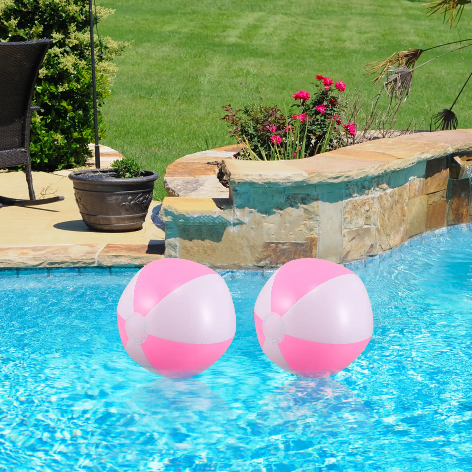 5Pcs Vibrant Dual Tone Inflatable Beach Balls 13Inch Heavy Duty PVC for Swimming Pool Beach Fun Tropical Party