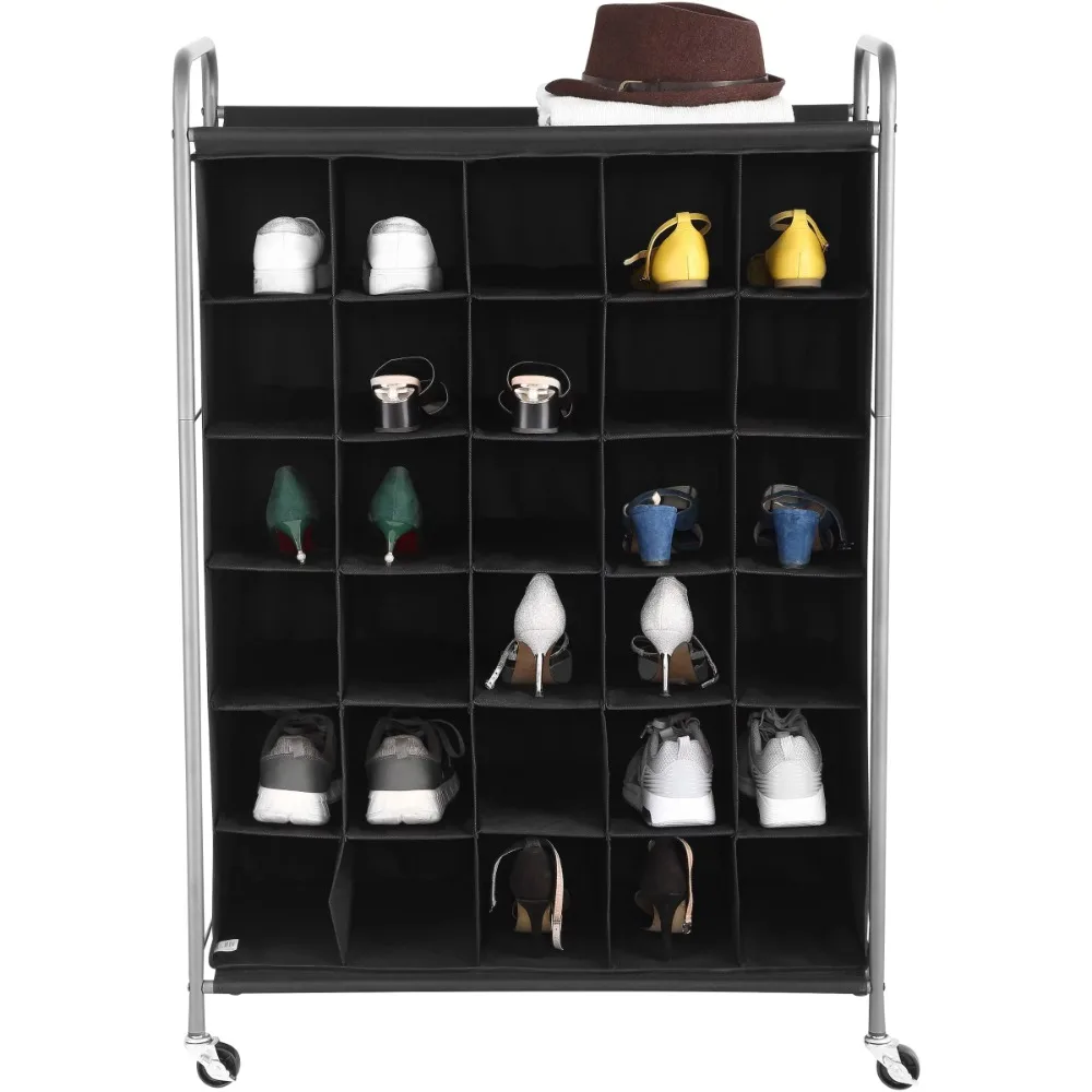 

Shoe Rack Space Saving 6 Tiers 30-Pairs Shoe Organizer Black Shoe-shelf Free Shipping Shoes Storage System Shoerack Organizers